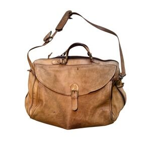 Brooks Brothers Vintage Tan Leather Messenger‎ Bag Briefcase Satchel Brown